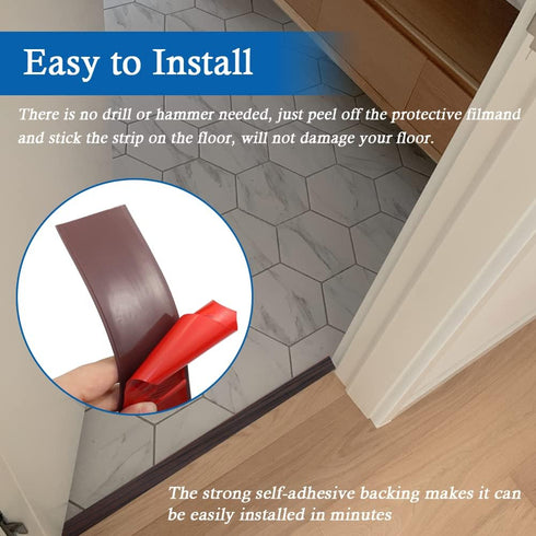 2" (5cm, 20Ft, Floor Transition Strip Self Adhesive Floor Cover Strips Laminate Wide Vinyl Flat Divider Transitions