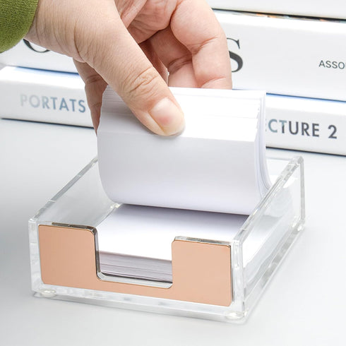 NatSumeBasics Rose Gold Sticky Note Holder Clear Post Note Holder Acrylic Memo Pad Holder for Office Essentials