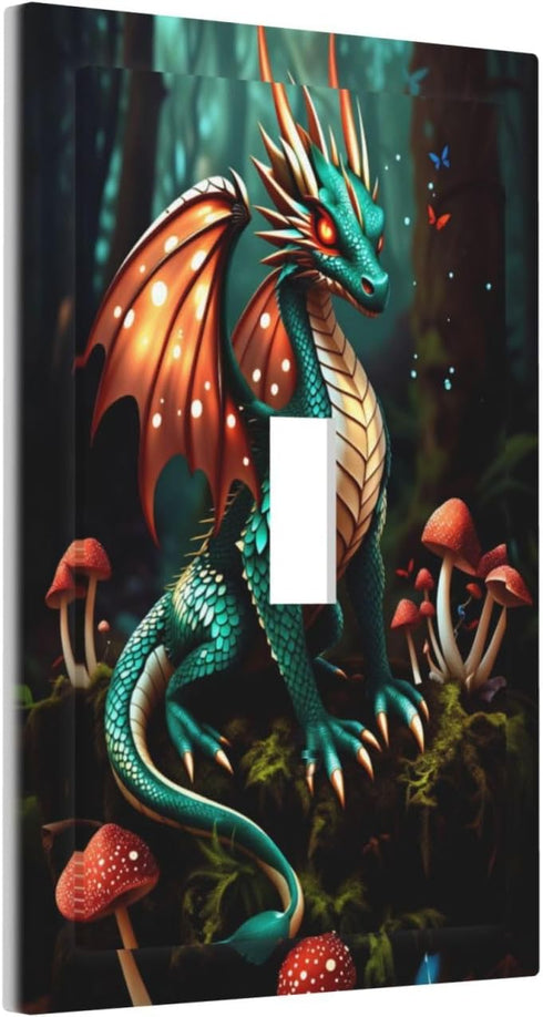 HTSAHKV 3 5 Inch Cool Flying Dragon Wall Plate Light Switch Cover Single Gang Outlet Faceplate Print Plate Cover X