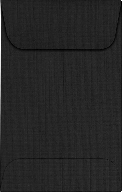 LUXPaper #1 Coin Envelopes, 2 1/4" x 3 1/2", Black Linen, 80lb. Text, 50 Qty