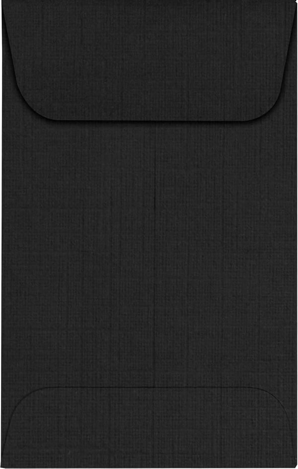 LUXPaper #1 Coin Envelopes, 2 1/4" x 3 1/2", Black Linen, 80lb. Text, 50 Qty