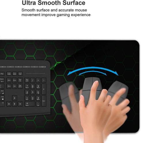 XL Large Abstract Green and Black Futuristic Gaming Mouse Pad, 31.5 x 11.8 Inch Extended Desk Mat for PC Laptop