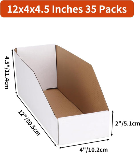 ZBEIVAN 35 Packs Cardboard Storage Bins Boxes, 12x4x4.5 Inches Easy Assembly Pantry Organizer Bins