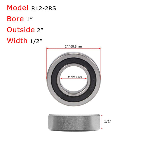 Donepart R16-2RS Bearings, 1 Inch ID x2 Inch OD x1/2" Thick, C3 High Speed Pre-Lubricated, 2 Pack