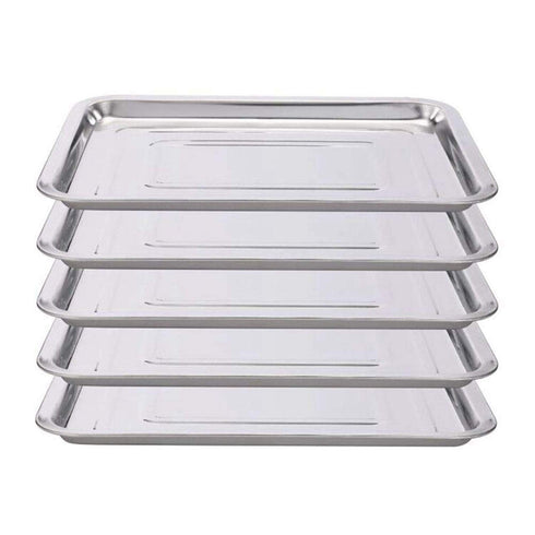 Stainless Steel Tray, 5 Pack, 13 1/2" x 10" for Dental Body Piercing Instrument Supplies