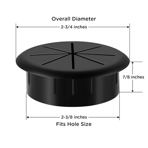 HYCC 2 Pack 2-3/8 Inch Flexible Desk Grommet, Organize Wires and Cables Effectively, Color: Black