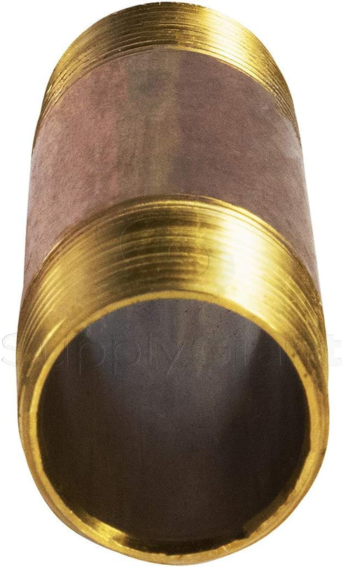 Everflow Supplies NPBR3040 4" Long Brass Nipple Pipe Fitting, 3" Nominal Diameter and NPT Ends