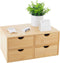 Bamboo Desk Organizer with 4 Drawers for Makeup Storage, Tabletop Organization Box for Home Office (No Assembly