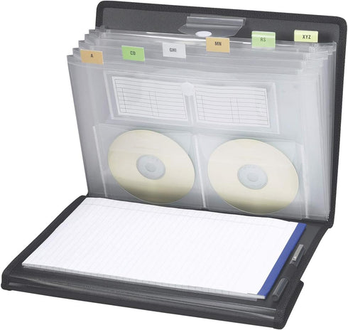 Smead Poly Pro Series II Pad Folio - 7-Pocket Expanding File, Letter Size, Black (85830)