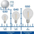 25 Pack G50 Bulbs, E17/C9 7 Novelty Lights Outdoor Patio Globe Replacement Clear, Intermediate Base, Watt
