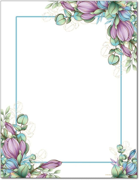 Perfect Petals Letterhead, 25 Pack - 8.5 x 11 inches, DIY Printing, Laser & Inkjet Printer/Copier Compatible by The Image Shop