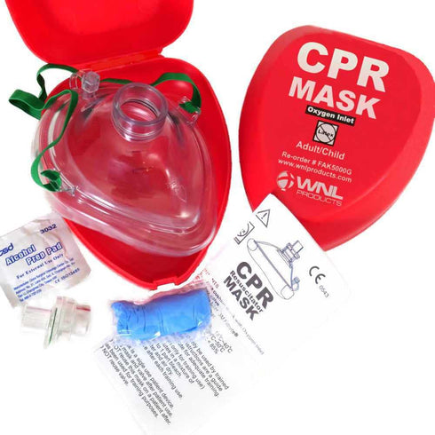 WNL Products CPR Rescue Mask, Adult/Child Pocket Resuscitator, Hard Case Kit