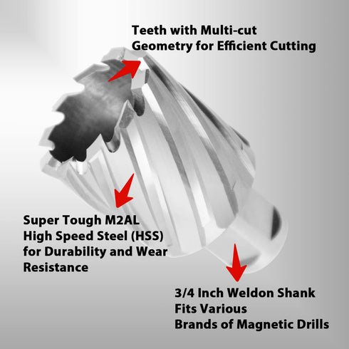 Annular Cutter High Speed Steel, 1-3/8" x 1" with Pilot Pin