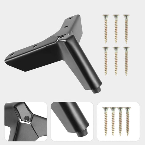 8cm 4pcs Set, POPETPOP Matte Black Metal Sofa Legs and Cabinet Feet, Furniture Support Feet for Bathroom Vanity, Tv