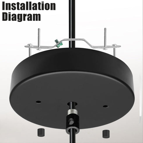 Kyuionty 5 Inch/ 13CM Light Ceiling Canopy Kit, Black Single Hole Chandelier Ceiling Cover Plate for Pendant Lights