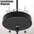 Kyuionty 5 Inch/ 13CM Light Ceiling Canopy Kit, Black Single Hole Chandelier Ceiling Cover Plate for Pendant Lights