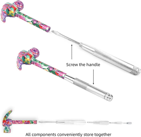 YOUMI 6 in 1 Multifunctional Floral Hammer & Screwdriver Tool Set, Claw Hammer with Phillips Screwdriver (Pink)