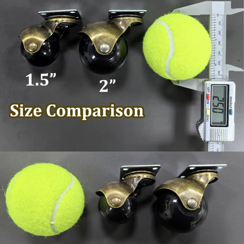 2-inch Set 4 360lbs, ENYKE Ball Caster Wheels, Casters for Furniture, Swivel Furniture Wheels of Antique Brass Top