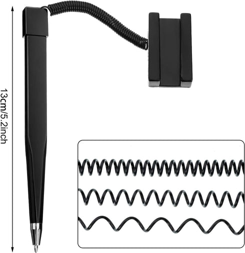Zonon Secure Pen with Adhesive Chain, Black Ink Counter Pen with Base for Home Bank Office Supplies