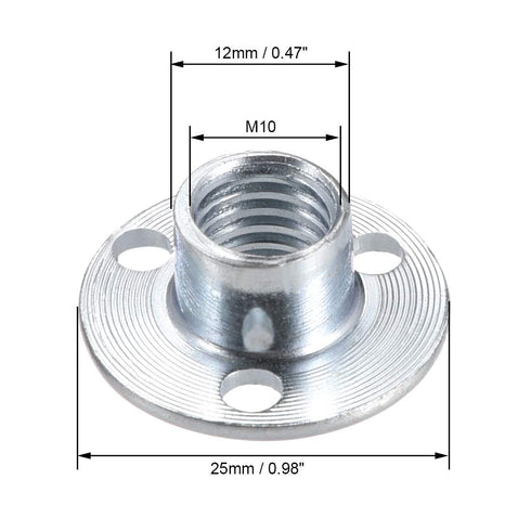 uxcell M10x25x1.8mm Brad Hole Tee Nut - Carbon Steel T-Nuts Furniture Hardware, 10pcs