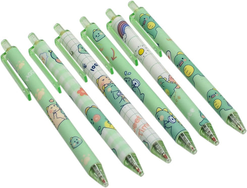 YYaaloa 12pcs Cute Dinosaur Pens, Black Gel Ink, Retractable 0.5mm Gel Pens