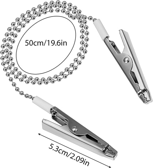 COMNICO 3Pcs Dental Bib Clips, Metal Napkin Clip Chain with Ball Chains Lanyard with Ball Chains Alligator Clamps