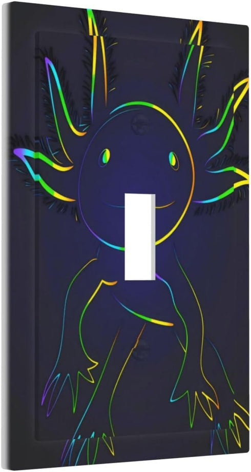HTSAHKV 3 5 Inch Rainbow Axolotl Wall Plate Light Switch Cover Single Gang Outlet Faceplate Print Plate Cover X