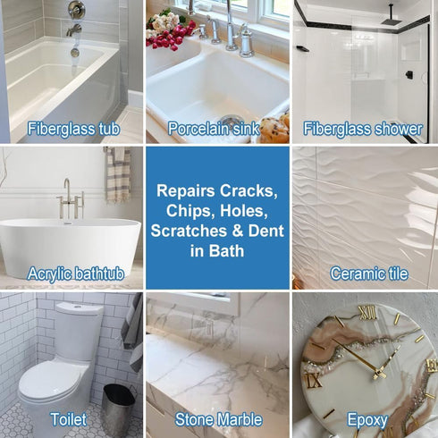 3.7oz Fiberglass Tub Repair Kit (Color Match) for Shower, Sink, Bathtub, Quick Fix for Cracks, Chips, Almond
