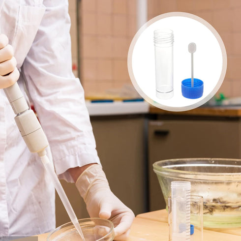 10Pcs Plastic Specimen Cups, 25-30ml Stool Container Sample , Urine Cup with Spoon and Lid for Laboratory