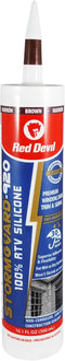 Red Devil 078040 StormGuard 920 100% RTV Silicone Window and Door Sealant, 10.1 oz Tube, Brown, Water-Resistant Adhesive