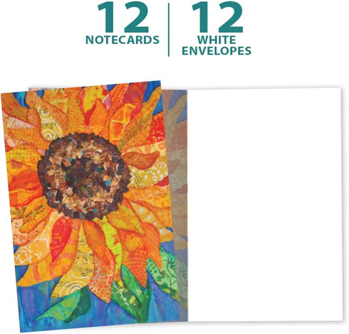Tree-Free Greetings Vibrant Sunflower All Occasion Cards - 12 Recycled 4x6 Notecards & White Envelopes