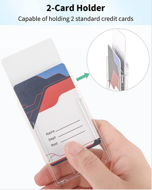 Pawfly 5 Pack Vertical 2-Card Badge Holder - Hard Transparent PC Case Protector for IDs and Credit Cards