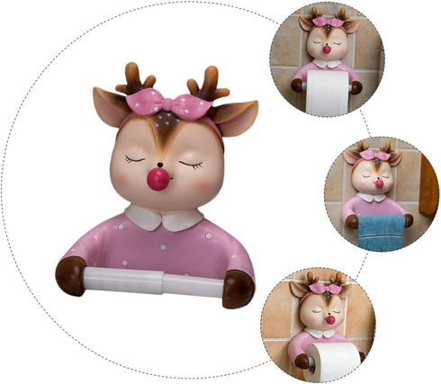 1pc POPETPOP Cute Cartoon Toilet Paper Holder Decorative Roll Paper Shelf for Bathroom Wall-Mounted Design Functional