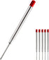 HeTaoCat Red Ink Refill Pack of 5, Replaceable Medium Point Ballpoint Pen Refills (Red)