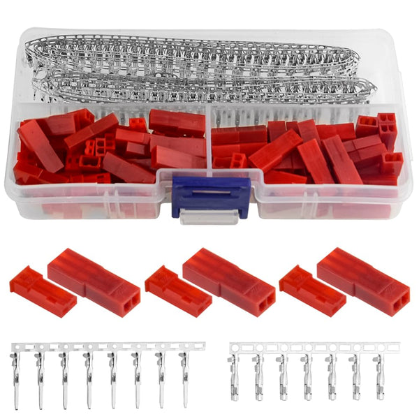 XINGYHENG 360Pcs 2-Pin Female & Male Red Plug Housing Crimp Terminal Connector Kit Compatible with JST SYP