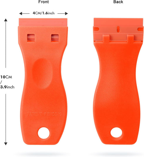 FOSHIO 2PCS Orange Plastic Razor Blade Scraper Tool with 100PCS Blades for Sticker and Adhesive Removal