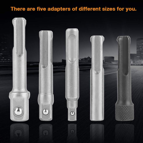 3PC SDS Plus Steel Socket Adapter + 2PC SDS Socket Hexagonal Extension Wrench Adapter Electric Tool Accessories