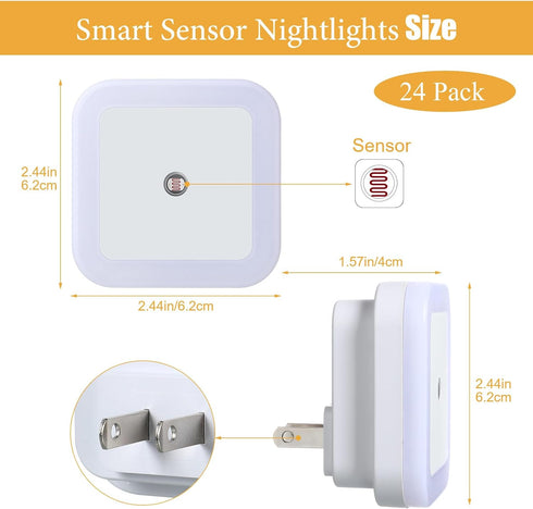 Hallway(24 Tuanse LED Night Lights Plug into Smart Sensor Automatic Night Lamp Nightlights Accessories for Bedroom
