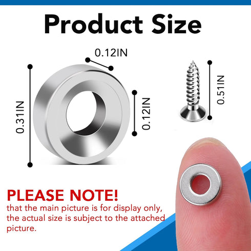 LOVIMAG 60 Pack Small Magnets, Rare Earth Magnets with Countersunk Hole Matching Screws, Round Magnets for Refrigerator, Science, Office, Tool Room - 0.31x0.12inch