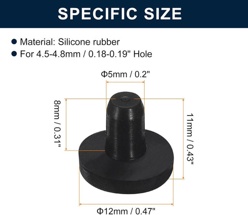 uxcell 16 Pieces Black Rubber Stopper, 5mm Plug for 4.5-4.8mm Hole