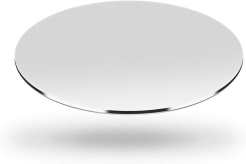 Metal Aluminum Mouse Pad, Round Thin Hard Mouse Mat with Leather Surface, Silver and Black for Precision Control
