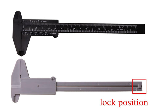 Penta Angel 2Pcs Plastic Caliper, Inch/Metric 6 Inch 150mm Mini Double Scale Ruler Measuring Tool (Gray and Black)