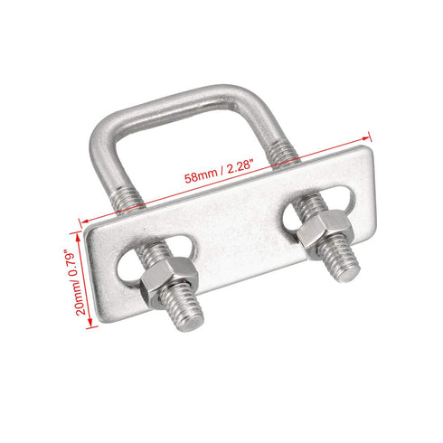 uxcell Square u-Bolts 2Pcs 1"(25mm) Inner Width, M6 304 Stainless Steel U Bolt with Nuts for Boat Trailer