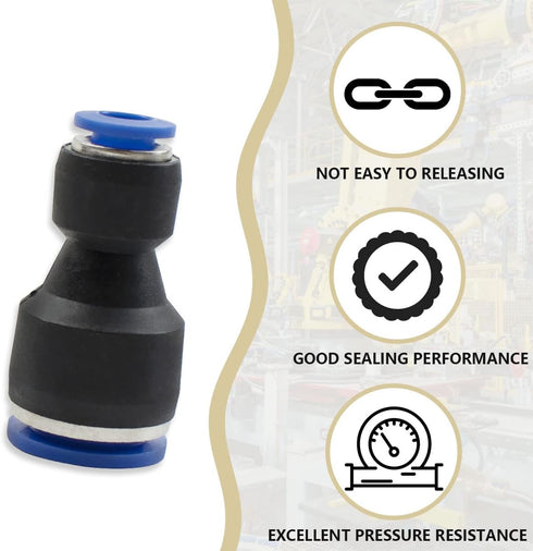 4 Pcs Pneumatic Straight Reducing Push to Connect Adapter, 6mm to 10mm Quick Release Reducer Fittings (PG6-10)