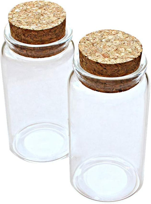 2pcs Empty Clear Glass Bottles, Vials with Cork Stopper, 47mm Bottle Diameter (47x90x33mm 100ml)