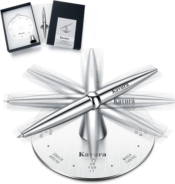 Kavura Spin Decision Pen CNC-Machined 316L Stainless Steel Fidget Pen with Magnetic Stand