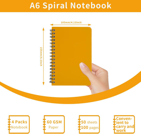YiHenTiezz Spiral Notebook, 4Pack Pocket Notebook, 4.2"x 6.1" Small Notepad