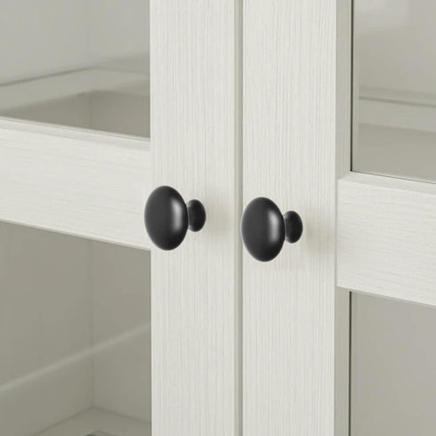 Kare & Kind 6X Round Cabinet Knobs, Matte Black Pulls for Kitchen Drawers, Cupboards, DIY Home Improvement