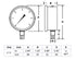 PIC Gauge S201L-254CC 30-0-30 PSI Pressure Gauge, 2.5" Dial, Bottom Mount, Glycerin Filled, Stainless Steel Case