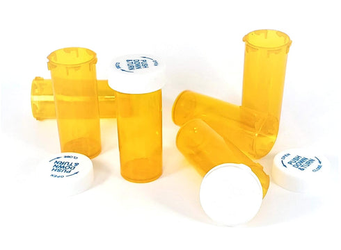 SRX Amber Vials 6,8,13,16,20,30,40 & 60 Dram Sizes - Child Resistant Prescription Bottles
